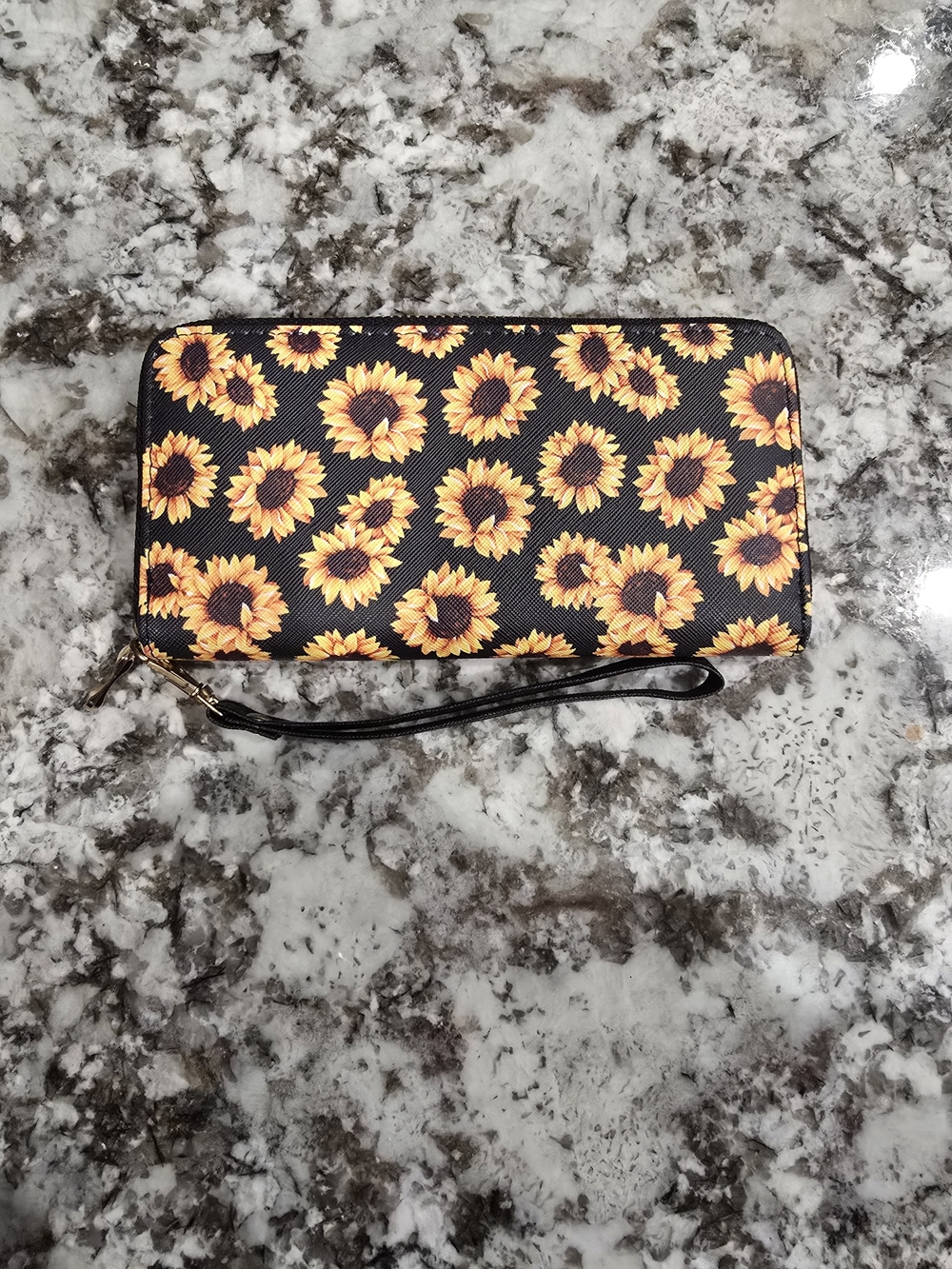 Sunflower Print Wristlet Wallet